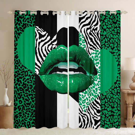 jejeloiu Chic Leopard Pattern Black Out Curtains,Black White Black Curtains Pack of 2 (42x63 Each) Cheetah Lover