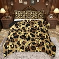 thumbnail image 1 of jejeloiu Chic Leopard Pattern Queen Comforter Set,Cute Bow Ribbon Bedding Sets,Yellow Brown Bedding Comforter Set For Men Women,Super Cozy Room Decor Reversible,3-Piece, 1 of 8