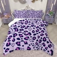 thumbnail image 1 of jejeloiu Chic Leopard Print Full Size Comforter Sets,Jungle Animal Bedding Comforter Set,Purple Cheetah Pattern Bedding Sets For Girls Kids,Ultra Soft Home Decor Reversible,3pcs, 1 of 8