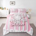 thumbnail image 1 of jejeloiu Chic Snowflake Bedding Comforter Set,Merry Christmas Twin Comforter Sets,Pink White Lines Bedding Set For Teens,Ultra Soft Home Decor Reversible,2-Piece, 1 of 8