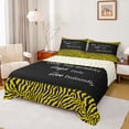 thumbnail image 1 of jejeloiu Chic Zebra Pattern Bed Sheets,Abstract Geometric Lines King Sheets,Yellow Black Sheet Set For Kids,Ultra Soft Home Decor,4-Piece, 1 of 7