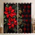 thumbnail image 1 of jejeloiu Christmas Flower Floral Black Out Curtains,Red Geometric Plaid Curtains Pack of 2 (42x63 Each),Rustic Farmhouse Cabin Bedroom Curtains For Men Women,Breathable Home Decor, 1 of 6