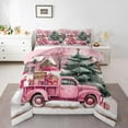 thumbnail image 1 of jejeloiu Christmas Gift Truck Full Size Comforter Sets,Xmas Tree Bedding Comforter Set,Happy New Year Bedding Sets For Girl Kids,Ultra Soft Bedroom Decoration Reversible,3-Piece, 1 of 8
