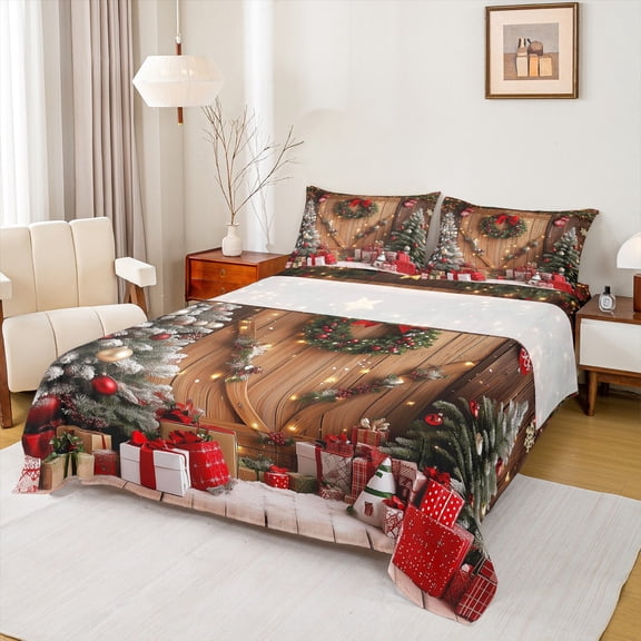 jejeloiu Christmas Gifts Bed Sheets,Merry Xmas King Sheets,Happy New Year Sheet Set For Teens,Ultra Soft Home Decor,4pcs