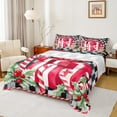 thumbnail image 1 of jejeloiu Christmas Gifts Xmas Berry Black Red Green Queen Sheet Set,Microfiber Boy Kids Bedding,4 Pieces, 1 of 7