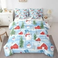 thumbnail image 1 of jejeloiu Christmas Snowmen Twin Bedding Sets 7-Piece,Western Xmas Cabin Bedding Comforter Set,Happy New Year Sheet Sets For Children,Lightweight Room Decor Reversible, 1 of 8