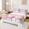 thumbnail image 1 of jejeloiu Christmas Snowmen Twin Sheet Sets,Geometric Stripes Lines Twin Fitted Sheet,Pink White Gray Flat Sheet For Girls Boys,Reathable Home Decor,3-Piece, 1 of 7
