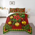 thumbnail image 1 of jejeloiu Christmas Tree Bedding Comforter Set,Gold Xmas Ball Twin Comforter Sets,Red Geometric Grid Bedding Set For Children,Microfiber Bedroom Decor Reversible,2-Piece, 1 of 8