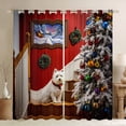 thumbnail image 1 of jejeloiu Christmas Tree Black Out Curtains,Cute Pet Dog Curtains Pack of 2 (42x63 Each),Colorful Xmas Ball Bedroom Curtains For Teens,Microfiber Bedroom Decor, 1 of 6