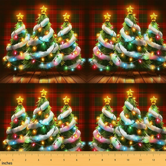 jejeloiu Christmas Tree Fabric by the Yard 2 Yards,Merry Xmas Room Decor Fabric by the Yard,Red Plaid Grid Fabric for Sewing For Teens,Ultra Soft Home Decor