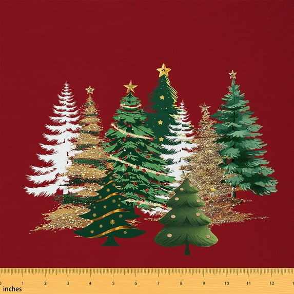 jejeloiu Christmas Tree Fabric by the Yard 3 Yards,Merry Xmas Sewing Fabric,Happy New Year Fabric for Sewing For Teens,Ultra Soft Home Decor