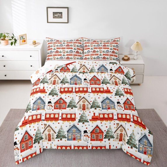 jejeloiu Christmas Tree Full Size Comforter Sets,Merry Xmas Bedding Comforter Set,Happu New Year Bedding Sets For Girls Boys,Ultra Soft Home Decor Reversible,3 Pieces