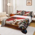 thumbnail image 1 of jejeloiu Christmas Tree Queen Sheet Sets,Cute Pet Dog Flat Sheet,Colorful Xmas Ball Queen Fitted Sheet For Teens,Microfiber Bedroom Decor,4-Piece, 1 of 7