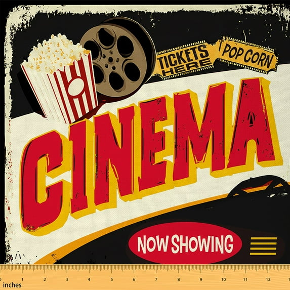 jejeloiu Cinema Fabric by the Yard 3 Yards,Cinema Popcorn Sewing Fabric,Movie Theater Theme Fabric for Sewing,Microfiber Bedroom Decorative