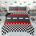 thumbnail image 1 of jejeloiu Classic Geometric Checkered Full Size Comforter Sets,Racing Track Bedding Comforter Set,Red Black White Bedding Sets For Boys Kids,Microfiber Bedroom Decor Reversible,3pcs, 1 of 8