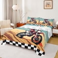 thumbnail image 1 of jejeloiu Classic Geometric Plaid Bed Sheets,Extreme Motorcycle Lovers King Sheets For Boys 4pcs, 1 of 7