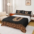 thumbnail image 1 of jejeloiu Classic Leopard Initial U Queen Sheet Sets For Girls,Fashion Glitter Bowknot Monogram Print Bed Set,4 Pieces, 1 of 6