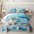 thumbnail image 1 of jejeloiu Coastal Floral Bottle Twin Quilt Set,Beach Print Twin Coverlet Set For Boys,Blue White,2pcs, 1 of 7