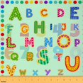 thumbnail image 1 of jejeloiu Colored Letters Fabric by the Yard 2 Yards,Colored Dots Room Decor Fabric by the Yard,Green Blue Fabric for Sewing For Girls,Breathable Home Decor, 1 of 6