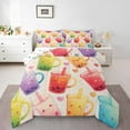 thumbnail image 1 of jejeloiu Colorful Bubble Tea Bedding Comforter Set,Dessert Milk Tea Twin Comforter Sets,Girl Rainbow Bedding Set For Teens,Luxury Bedroom Decor Reversible,2pcs, 1 of 8