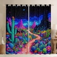thumbnail image 1 of jejeloiu Colorful Cactus Flowers Black Out Curtains,Tropical Desert Plant Curtains Pack of 2 (42x63 Each),Watercolor Natural Scenery Bedroom Curtains For Girls Kids,Microfiber Bedroom Decor, 1 of 6