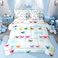 thumbnail image 1 of jejeloiu Colorful Cartoon Birds 7pcs Bedding Comforter Set,Kawaii Flying Animals Queen Bedding Sets For Boys Girls Reversible, 1 of 8