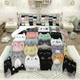 thumbnail image 1 of jejeloiu Colorful Cartoon Cat Bedding Comforter Set,Kawaii Kitten Animal Twin Comforter Sets,Multicolor Pet Animals Bedding Set For Girl Boys,Ultra Soft Home Decor Reversible,2 Pieces, 1 of 8