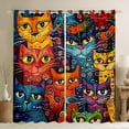 thumbnail image 1 of jejeloiu Colorful Cartoon Cat Black Out Curtains,Bohemian Kitten Animal Curtains Pack of 2 (42x63 Each),Multicolor Boho Exotic Style Bedroom Curtains For Girl Boys,Ultra Soft Home Decor, 1 of 6