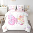 thumbnail image 1 of jejeloiu Colorful Cute Flower 7-Piece Bedding Comforter Set,Chic Butterfly King Bedding Sets,Pink White Purple Bed Sheets For Girls,Breathable Home Decor Reversible, 1 of 8