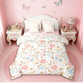 thumbnail image 1 of jejeloiu Colorful Daisy Flower Bedding Comforter Set 7 Pieces,Vintage Floral Full Bedding Set,Pink White Blue Fitted Sheet Flat Sheet For Girls,Ultra Soft Home Decor Reversible, 1 of 8