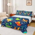 thumbnail image 1 of jejeloiu Colorful Dinosaur Dino Twin Sheet Sets,Cartoon Animal Twin Fitted Sheet,Abstract Green Cactus Flat Sheet For Boys,Ultra Soft Home Decor,3-Piece, 1 of 7