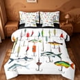 thumbnail image 1 of jejeloiu Colorful Fishing 7-Piece Twin Bedding,Tackle Print Bedding Comforter Set For Boys,Multicolor,Black Reversible, 1 of 7