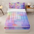 thumbnail image 1 of jejeloiu Colorful Graffiti Art Zipper Twin Comforter Sets with Fitted Sheet and 2 Pillowcases Kids,Oil Painting Aesthetic Zipper Bedding Set,Reversible,4-Piece, 1 of 7