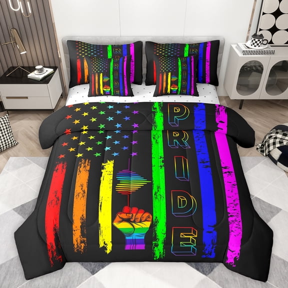 jejeloiu Colorful Graffiti Stripe 7 Pieces Bedding Comforter Set,Ride Sport Full Bedding Set,Abstract Geometric Lines Fitted Sheet Flat Sheet For Kids,Super Cozy Room Decor Reversible