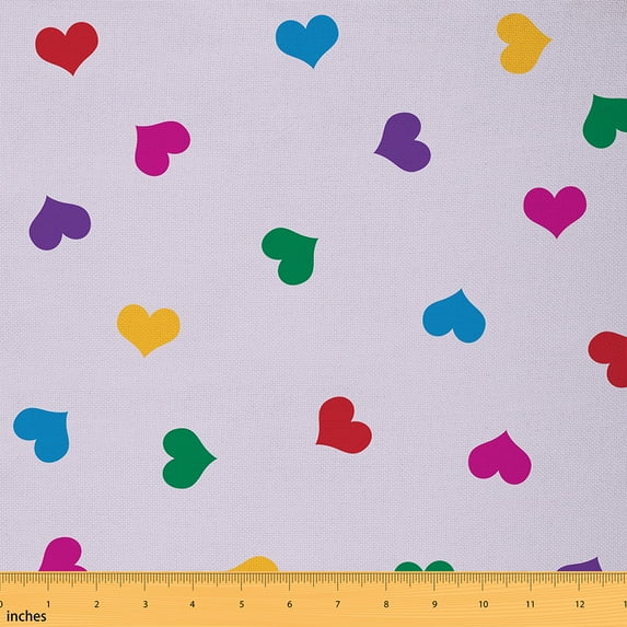 jejeloiu Colorful Heart Print Fabric by the Yard 5 Yards,Girls Cartoon Loves Fabric for Sewing,Princess Purple Blue Home Decor Fabric by the Yard For Girls Kids,Breathable Bedroom Decorative