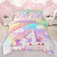 thumbnail image 1 of jejeloiu Colorful Lovely Unicorn Bedding Comforter Set,Fairy Tale Theme Twin Comforter Sets,Cute Rainbow Stars Bedding Set For Girl Teens,Luxury Bedroom Decor Reversible,2-Piece, 1 of 8