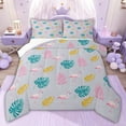 thumbnail image 1 of jejeloiu Colorful Monstera Leaf Queen Comforter Set,Cute Flamingo Bedding Comforter Set For Kids 3pcs, 1 of 8