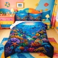 thumbnail image 1 of jejeloiu Colorful Ocean Coral Full Size Comforter Sets,Dolphin Fish Print Bedding Comforter Set For Boys,Multicolor Blue,Polkadot Reversible,3pcs,1 Comforter and 2 Pillowcases, 1 of 7