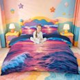 thumbnail image 1 of jejeloiu Colorful Ocean Sunset Bedding For Girls,Pink Blue Wave Print Duvet Cover Full,Multicolor,Navy Blue Reversible,3-Piece,1 Duvet Cover and 2 Pillowcases, 1 of 6