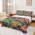 thumbnail image 1 of jejeloiu Colorful Paisley King Sheets For Men Women,Bohemian Pattern Bedding,Dark Multi,4pcs,1 Flat Sheet, 1 Fitted Sheet and 2 Pillowcases, 1 of 6