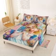 thumbnail image 1 of jejeloiu Colorful Plants Floral Full Size Sheets,Kawaii Angle Girls Bed Sheets 4-Piece, 1 of 6