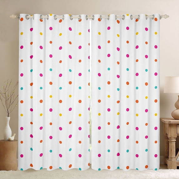jejeloiu Colorful Polka Dots Black Out Curtains,Modern Geometric Circle Curtains Pack of 2 (42x63 Each) For Girls