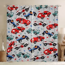 jejeloiu Colorful Racing Car Black Out Curtains,Extreme Sport Theme Curtains Pack of 2 (42x63 Each),Red Blue Gray Bedroom Curtains For Boys Kids,Luxury Bedroom Decor