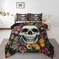thumbnail image 1 of jejeloiu Colorful Rustic Flower Queen Comforter Set,Sketch Skull Bedding Sets,Gothic Theme Bedding Comforter Set For Teens,Super Cozy Room Decor Reversible,3 Pieces, 1 of 8