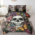 thumbnail image 1 of jejeloiu Colorful Rustic Flower Twin Bedding Sets 7-Piece,Sketch Skull Bedding Comforter Set,Gothic Theme Sheet Sets For Teens,Super Cozy Room Decor Reversible, 1 of 8