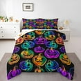 thumbnail image 1 of jejeloiu Colorful Spooky Pumpkin Queen Comforter Set,Autumn Harvest Bedding Sets,Halloween Theme Bedding Comforter Set For Child,Breathable Bedroom Decoration Reversible,3-Piece, 1 of 8