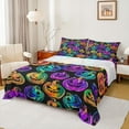 thumbnail image 1 of jejeloiu Colorful Spooky Pumpkin Queen Sheet Sets,Autumn Harvest Flat Sheet,Halloween Theme Queen Fitted Sheet For Child,Breathable Bedroom Decoration,4-Piece, 1 of 7