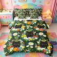 thumbnail image 1 of jejeloiu Colorful Wildflower Garden 7-Piece Twin Bedding Sets Kids,Watercolor Floral Black Cat Bedding Comforter Set For Girls,Reversible, 1 of 7