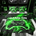 thumbnail image 1 of jejeloiu Console Game Lovers 7-Piece Twin Bedding Sets,Green Black Gamepad Bedding Comforter Set,Modern Video Games Sheet Sets For Boys Teens,Ultra Soft Home Decor Reversible, 1 of 8