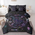 thumbnail image 1 of jejeloiu Constellation 7 Pieces Bedding Comforter Set,Boho Bohemian Theme Full Bedding Set,Purple Black Fitted Sheet Flat Sheet For Boys Kids,Luxury Bedroom Decor Reversible, 1 of 8